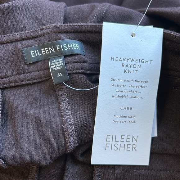 EILEEN FISHER Straight Jean Chocolate Brown Straight Leg Mid Rise Pant Sz M NEW - Picture 8 of 10